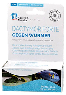 Boîte de traitement antiparasitaire DACTYMOR FORTE pour poissons d’aquarium récifal ou eau douce.