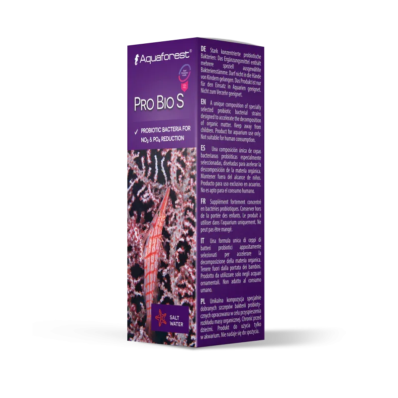 Boîte Aquaforest Pro Bio S, supplément bactérien probiotique pour aquarium récifal eau salée