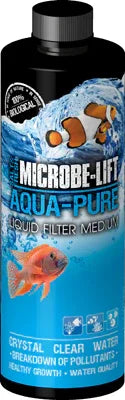 Bouteille de liquide filtrant aquarium Microbe-Lift Aqua-Pure, décor poissons, eau claire