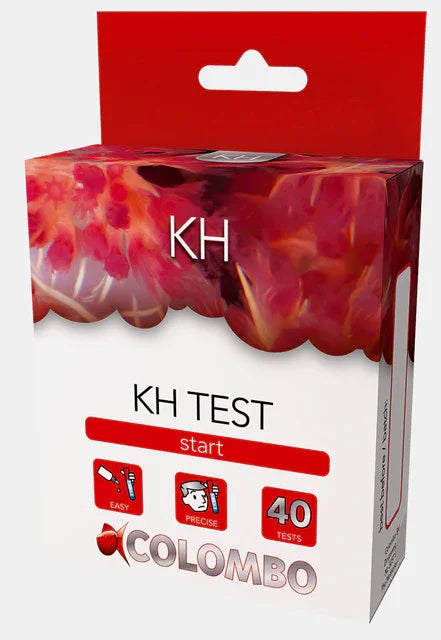 Boîte de test KH pour aquarium, 40 tests, fond rouge, outils et instructions illustrés