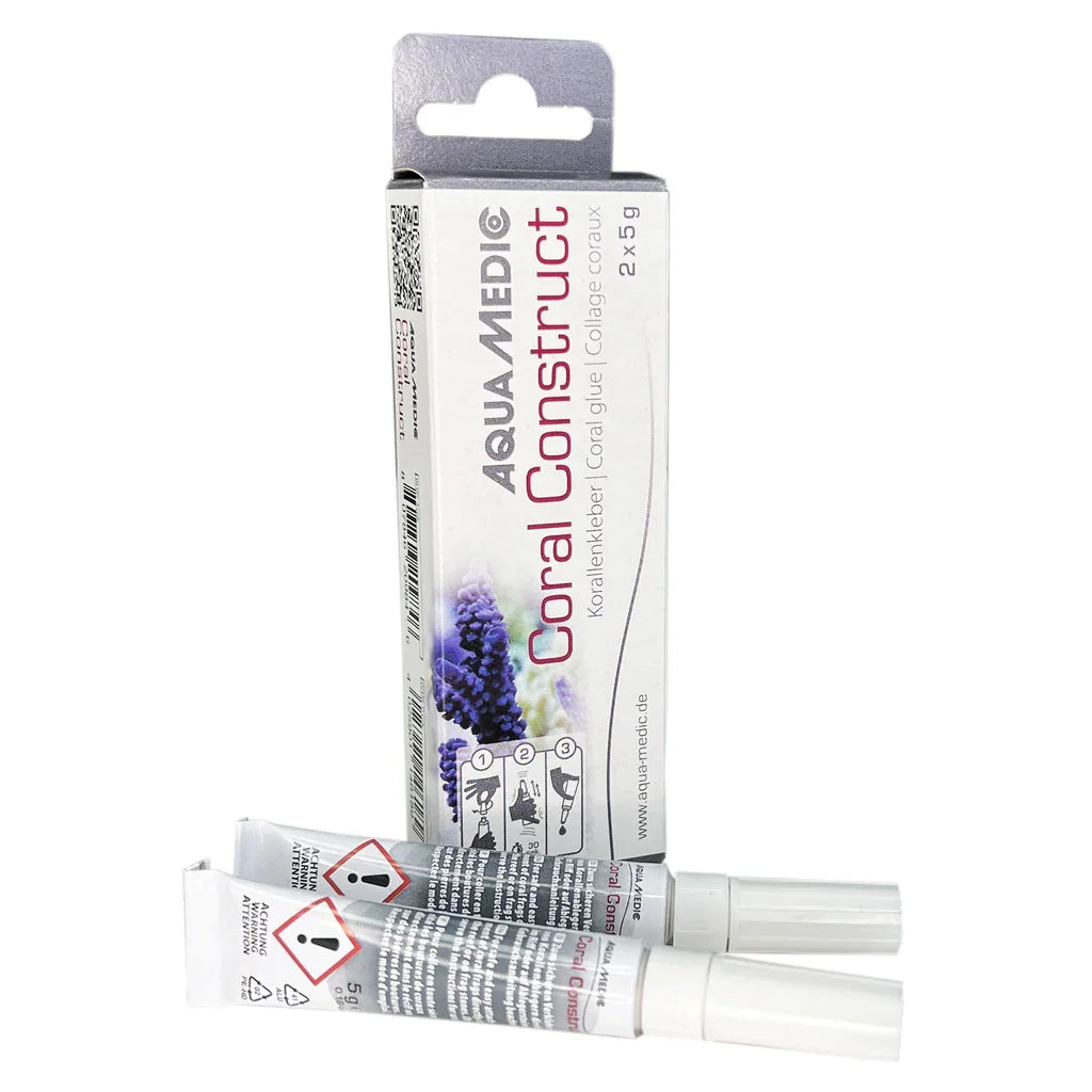 Colle spéciale collage coraux Aqua Medic pour aquarium récifal, tubes et emballage visibles