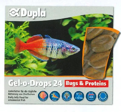 Gel-o-Drops 24 Bugs & Proteins nourriture pour poissons d'aquarium récifal et eau douce, gelée quotidienne