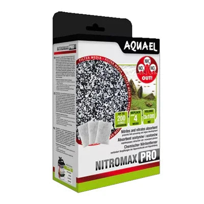 Boîte de recharges filtrantes Aquael Nitromax Pro pour aquariums, absorbeur de nitrites et nitrates.
