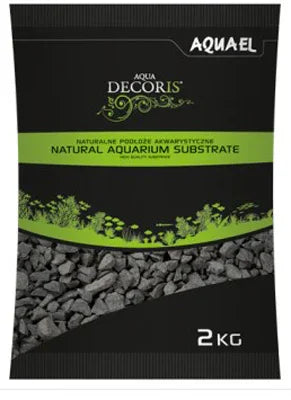 Sachet de substrat naturel pour aquarium 2 kg avec gravier noir, adapté aux aquariums d'eau douce.