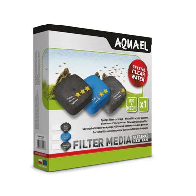 Boîte de masses filtrantes aquarium Aquael, filtres mousse et charbon, eau cristalline
