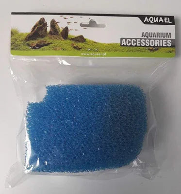 Éponge filtrante bleue pour aquarium en sachet, accessoire pour filtration aquariophile.