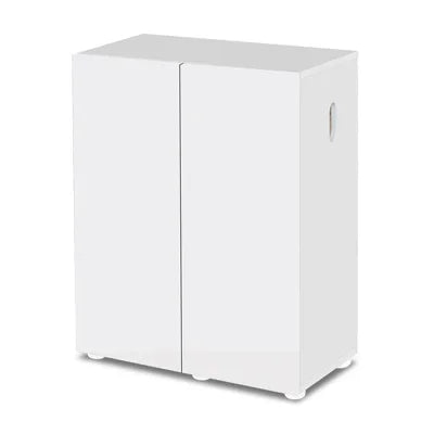 Meuble blanc double porte pour aquarium, design moderne, rangement pour matériel d'aquarium