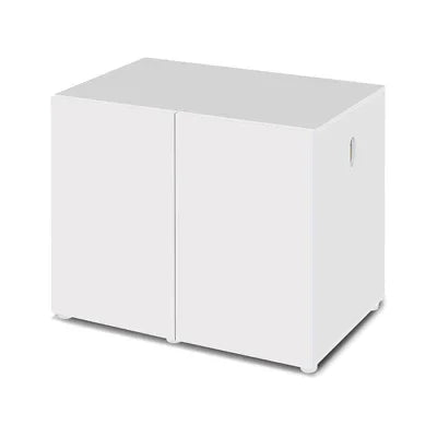Meuble aquarium blanc à deux portes, design moderne pour aquarium récifal ou eau douce