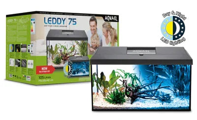 Aquarium LED Leddy 75 de 105L avec plantes, éclairage jour et nuit, kit complet pour aquariophilie