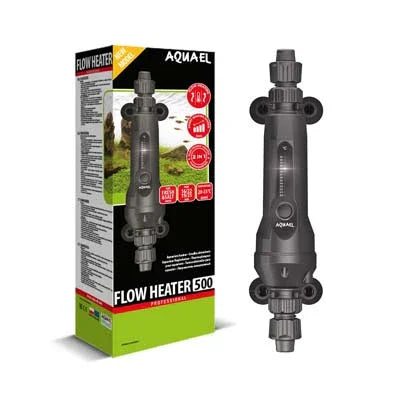 Chauffage externe aquarium Aquael Flow Heater 500 avec boîte, pour eau douce et récifal