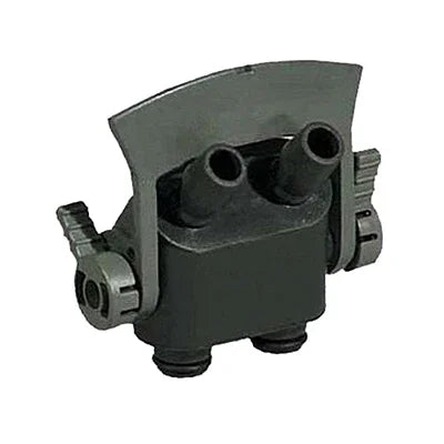 Black aquarium dual outlet connector for reef and freshwater tanks