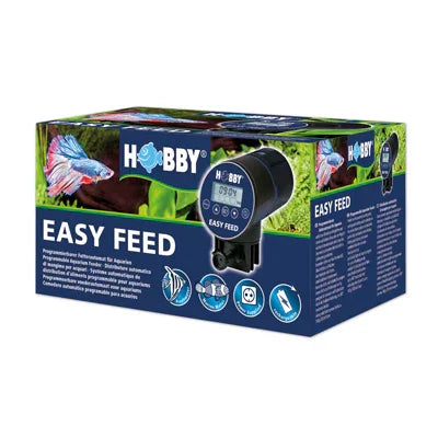 Distributeur automatique d’aliments pour aquarium Hobby Easy Feed, boîte avec images de poissons