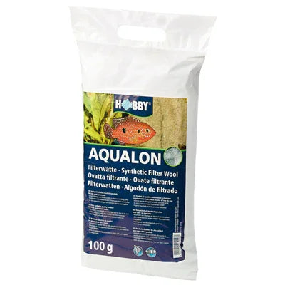 Ouate filtrante synthétique pour aquarium Hobby Aqualon 100g, emballage plastique blanc