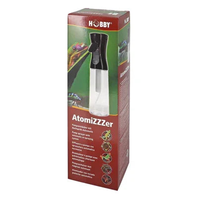 Pulvérisateur Hobby AtomizZZer pour terrarium et aquarium, emballage rouge illustré par un caméléon.