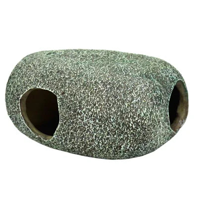Cachette décorative pierre artificielle pour aquarium, entrée double, couleur naturelle