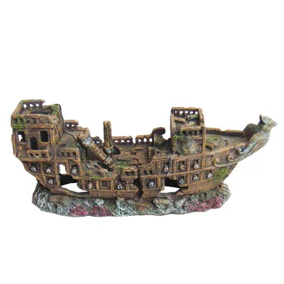 Décor aquarium épave de bateau en résine, accessoire pour aquarium récifal ou eau douce