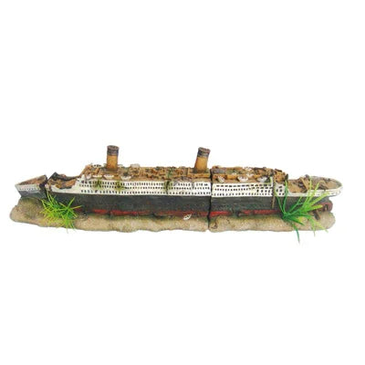 Décor aquarium épave de paquebot, idéal pour aquariums d'eau douce ou récifaux