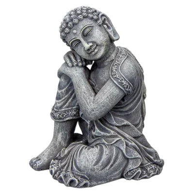 Statue décorative de méditation en résine, idéale pour aquarium ou jardin d'intérieur.