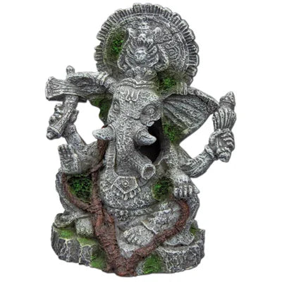 Statue décorative Ganesh gris avec mousse pour aquarium, ornements aquarium récifal