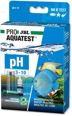 Kit test pH JBL pour aquariums, boîte bleue avec poissons tropicaux, 50 tests