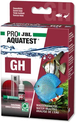Test GH JBL ProAquaTest pour analyse de dureté totale, boîte avec poissons pour aquarium