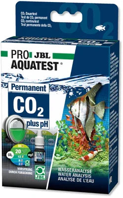 Kit d’analyse CO2 et pH JBL ProAquaTest pour aquarium, boîte bleue avec poisson et plantes aquatiques