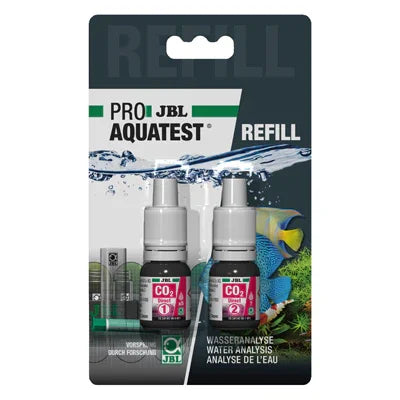 Recharge JBL pour test CO2 aquarium, 2 flacons, analyse eau douce récifale