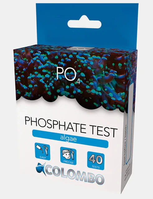 Boîte de test phosphates pour aquarium marin, 40 tests, contrôle algues, facile et précis.