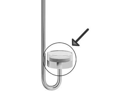 Compte-bulles en verre pour aquarium, accessoire CO2, indiqué par une flèche noire