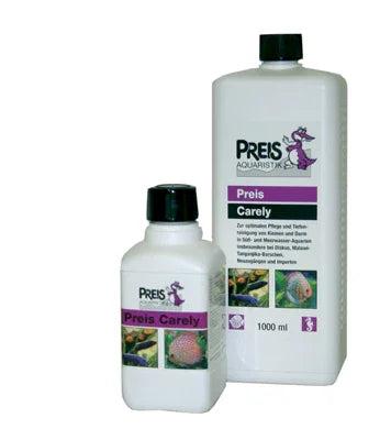 Flacons de soin Preis Carely pour aquarium, produits pour poissons et eau douce.