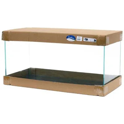 aquarium en verre rectangulaire vide, emballé pour transport, matériel pour aquariums