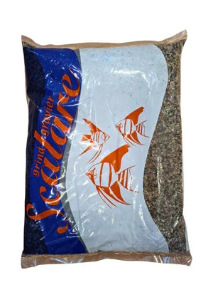 Sachet de gravier pour aquarium Scalare, mélange naturel, poissons anges dessinés sur l'emballage