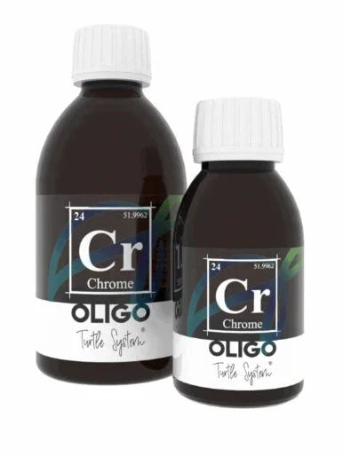 Deux flacons d'oligo-élément chrome pour aquarium récifal, étiquetés Cr Chrome.