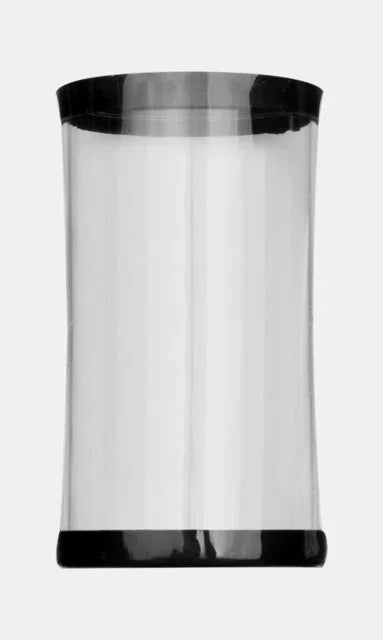 Distributeur transparent pour nourriture aquarium, bords noirs, accessoire aquariophilie.