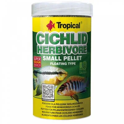 Nourriture pour cichlidés herbivores, petites granules flottantes Tropical, alimentation aquarium eau douce