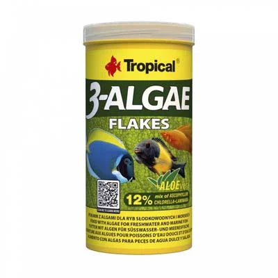 Tropical 3-Algae Flakes nourriture pour poissons d'aquarium eau douce et récifaux