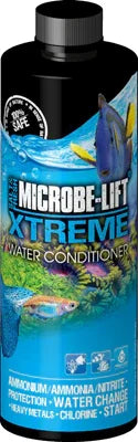 Flacon de conditionneur d'eau Microbe-Lift XTREME pour aquarium, décor récifal et poissons tropicaux.