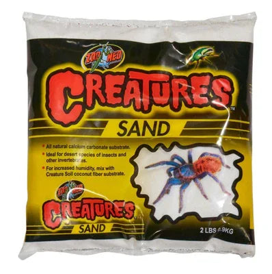 Sachet de sable pour terrarium Zoo Med Creatures, substrat naturel, illustration de mygale