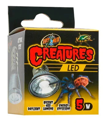 Ampoule LED 5W Zoo Med Creatures, lumière pour terrarium, araignée décorative sur l'emballage