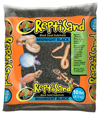 ReptiSand Midnight Black 10 lbs - sable noir pour terrarium reptiles, substrat naturel stimulant fouille