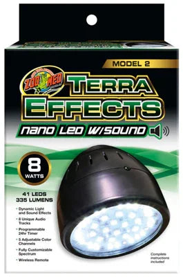 Lampe LED nano pour aquarium, 8W, 41 LED, effets lumineux et sonores, télécommande incluse.