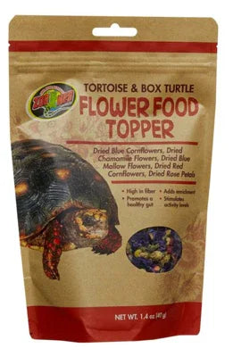 Sachet de nourriture fleurie pour tortues terrestres, illustration de tortue, 40g