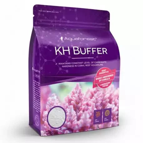 Sachet violet Aquaforest KH Buffer pour aquarium récifal, décor corail rose, poudre visible