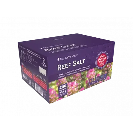 Boîte de sel pour aquarium récifal Aquaforest Reef Salt 25 kg, fond corail coloré