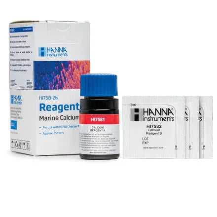 Kit réactif calcium marin pour aquariums récifaux, flacon et sachets d’analyse