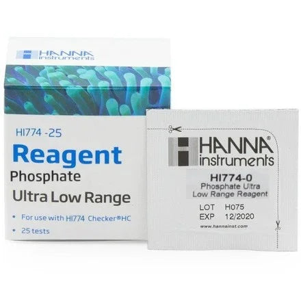 Réactif test phosphate ultra basse concentration pour aquarium, 25 tests, Hanna Instruments