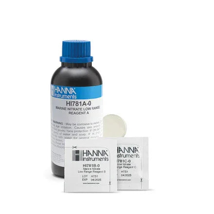 Réactifs pour nitrates en eau de mer, gamme étroite (HI781), 25 tests + 25 papiers filtres HI781-25