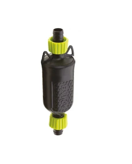 Filtre d’aquarium noir avec raccords verts, accessoire matériel aquarium récifal