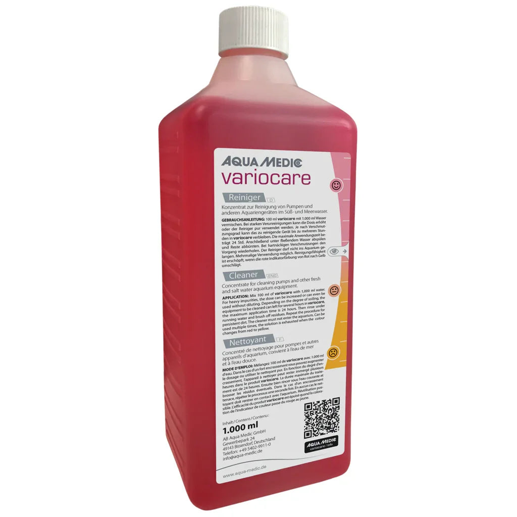 Flacon de nettoyant Aqua Medic variocare 1000 ml pour entretien d’aquarium