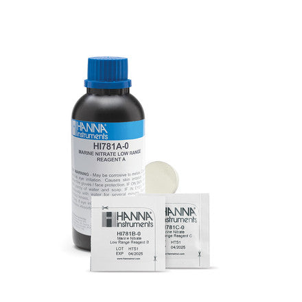 Réactifs pour nitrates en eau de mer, gamme étroite (HI781), 25 tests + 25 papiers filtres HI781-25